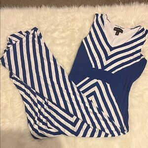 Size 10 Dana Buchman Blue and White Striped maxi dress